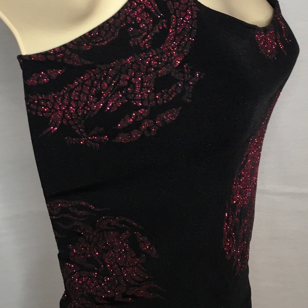 Lace up black and pink dragon sparkles crop top Size S/M - Picture 6 of 10
